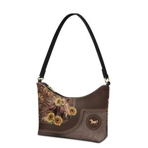 Horse Sunflower Small Crescent Shoulder Bags Purses Soft Underarm :|